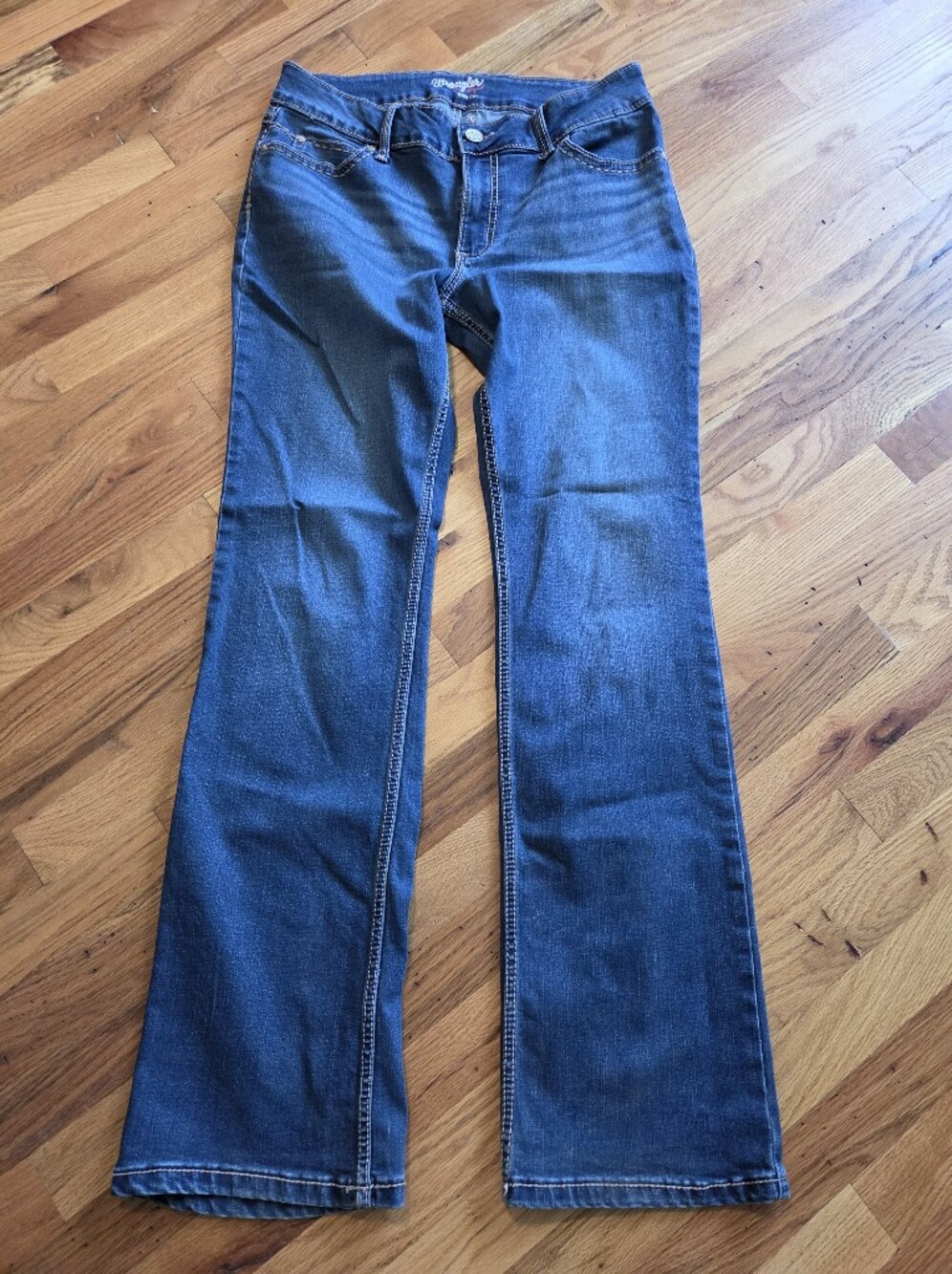 Wrangler Bootcut Jeans Women’s 11/12x34 Blue Jeans Contrast Stitching Western - Picture 3 of 7